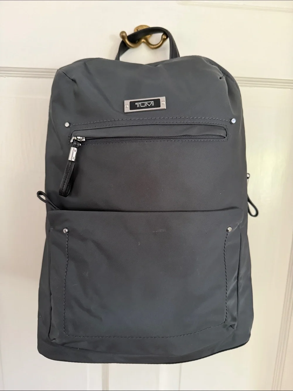 Tumi Gray Nylon Laptop Backpack with Front Pocket